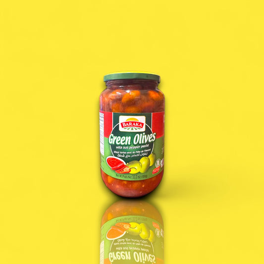 Baraka Green Olives with Hot Pepper Paste (32 oz)
