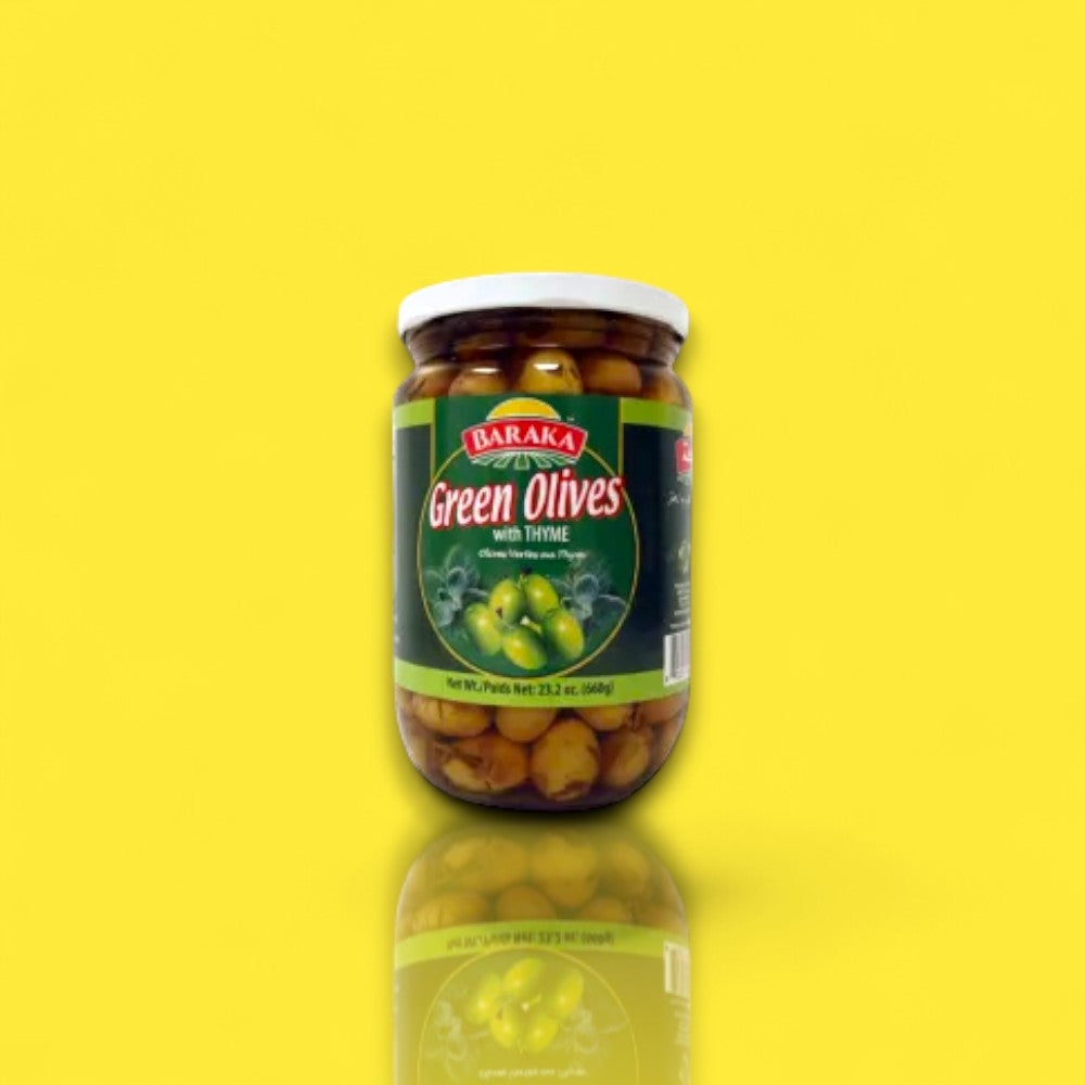 Baraka Green Olives with Thyme (35 oz)