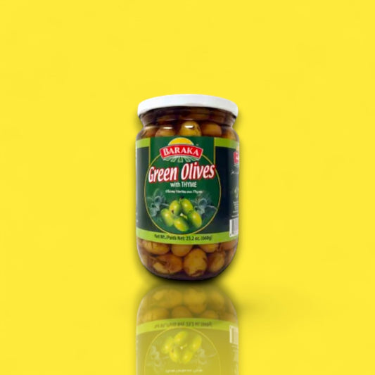 Baraka Green Olives with Thyme (35 oz)
