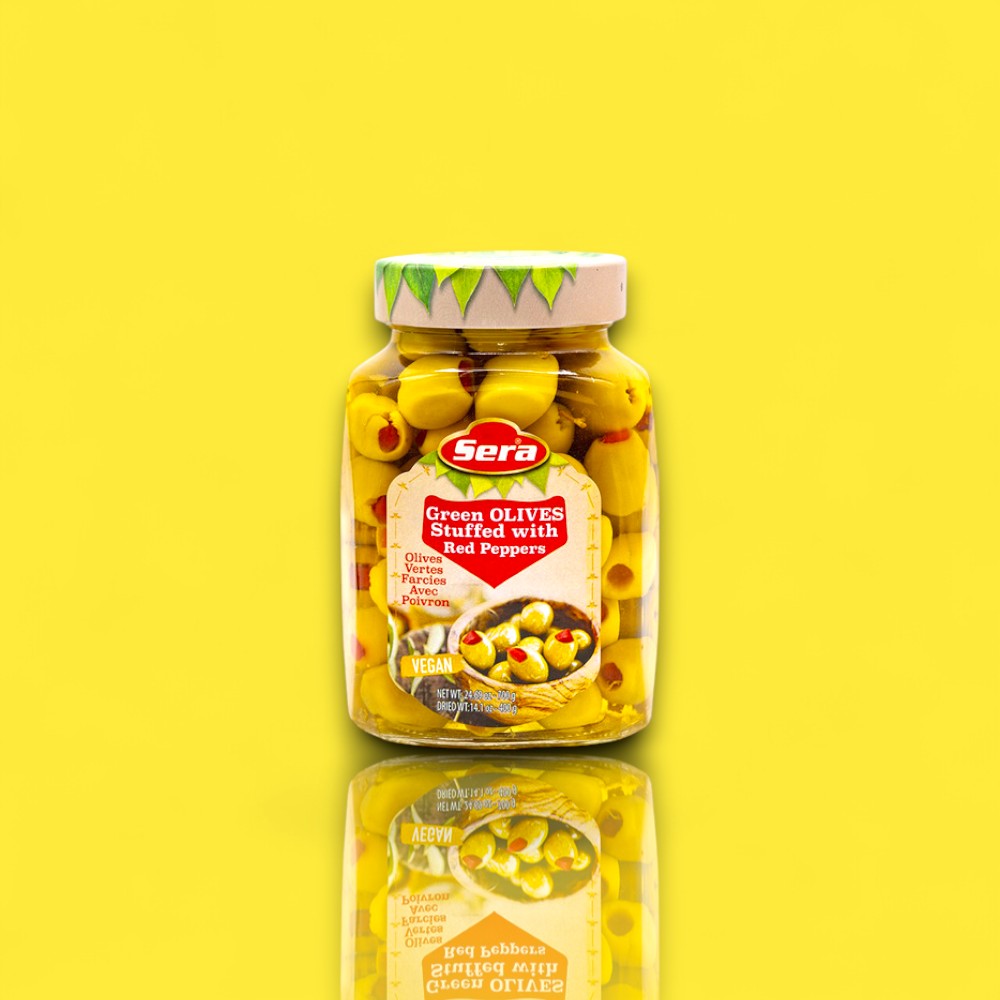 Sera Green Olives Stuffed With Red Pepper (24 oz)